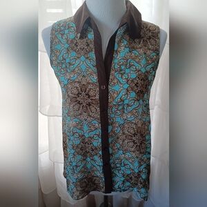 Cato Small Sleeveless Top Teal Brown